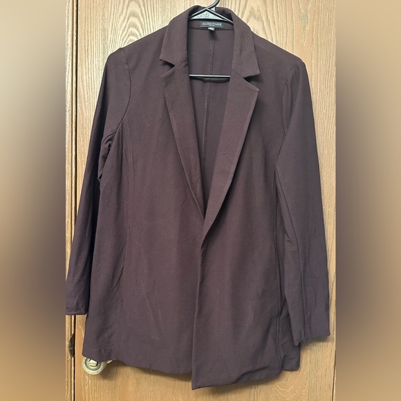 Eileen Fisher Petite Crepe Blazer Size PS/PP Brown Stretch Open Front - Picture 1 of 9